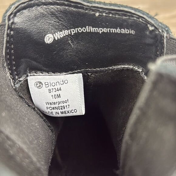 Blondo Lima Waterproof Black Leather Zip Chunky Heel Women’s Sz 10 Chelsea Boots - Picture 6 of 12